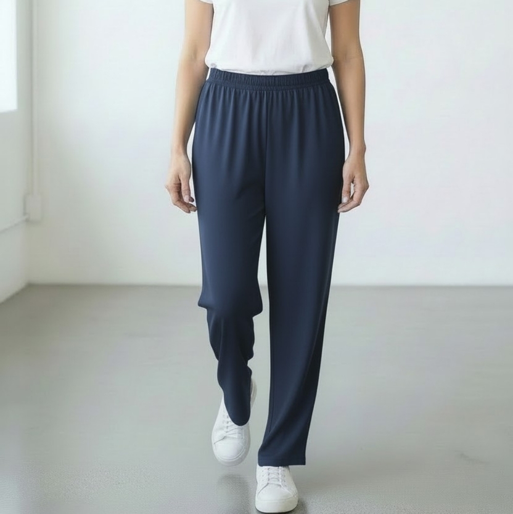 Draper's & Damon Women's Blue Pull-On Stretch Straight Dressy‎ Pants Size XL New